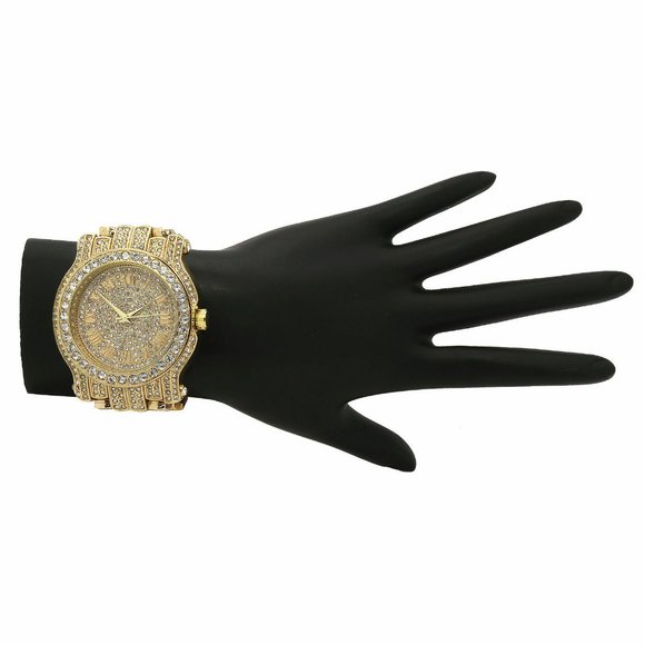 Gold Luxury Watch + Cuban Bracelet - Picture 1 of 5